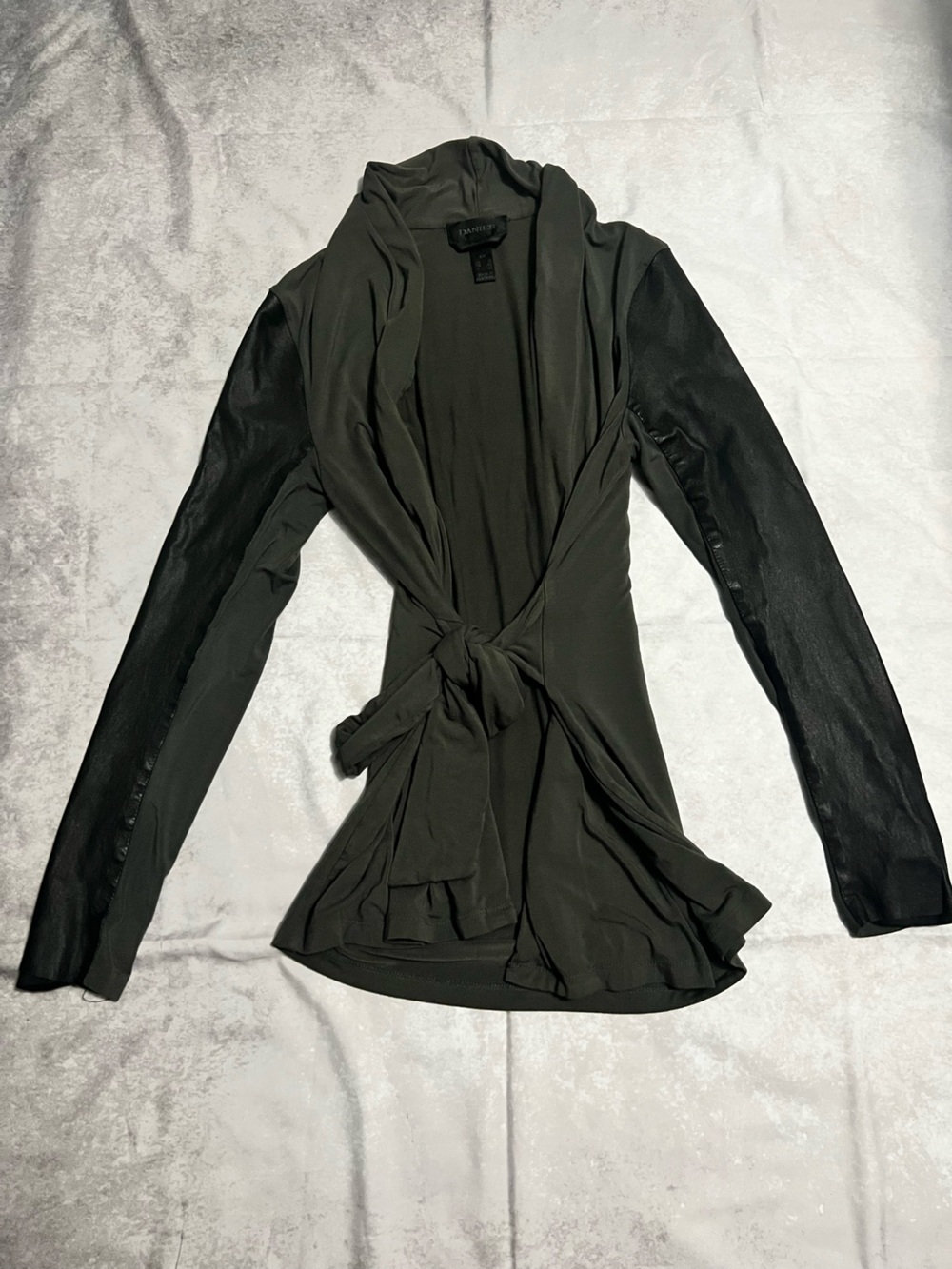 Danier Olive Green Twist-Front Long Sleeve Top